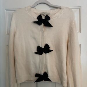 NWOT Loft Cardigan with Black Bows, Size M